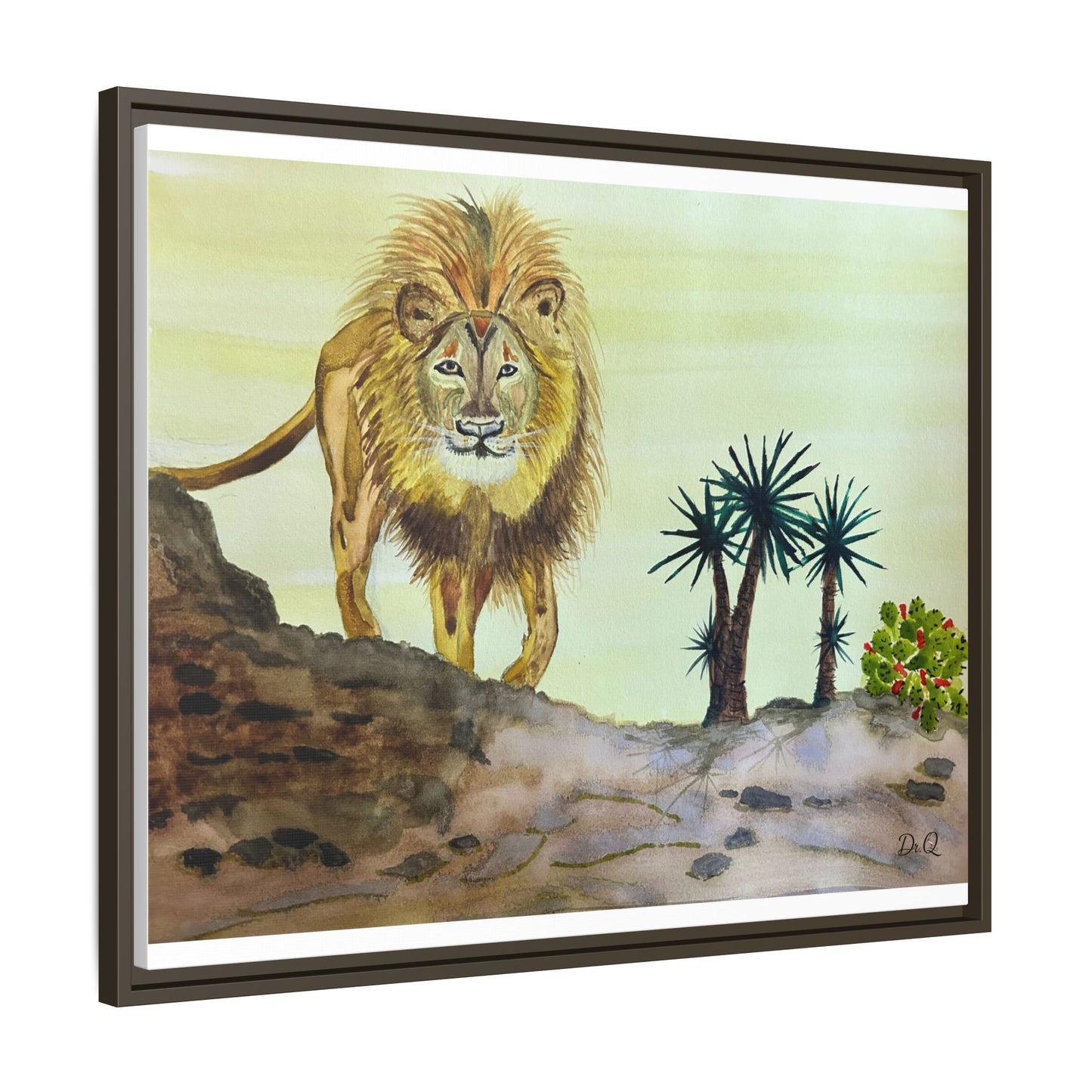 Lion Matte Canvas, Framed (Multi-color)
