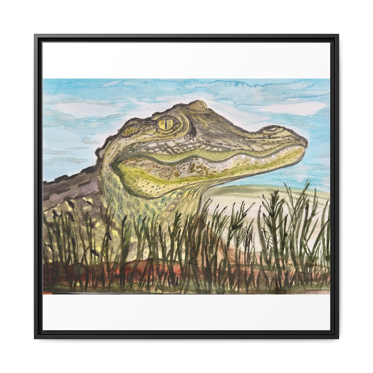 Texas Gator "Big Padre" Alligator Wall Art — Framed Matte Canvas Print