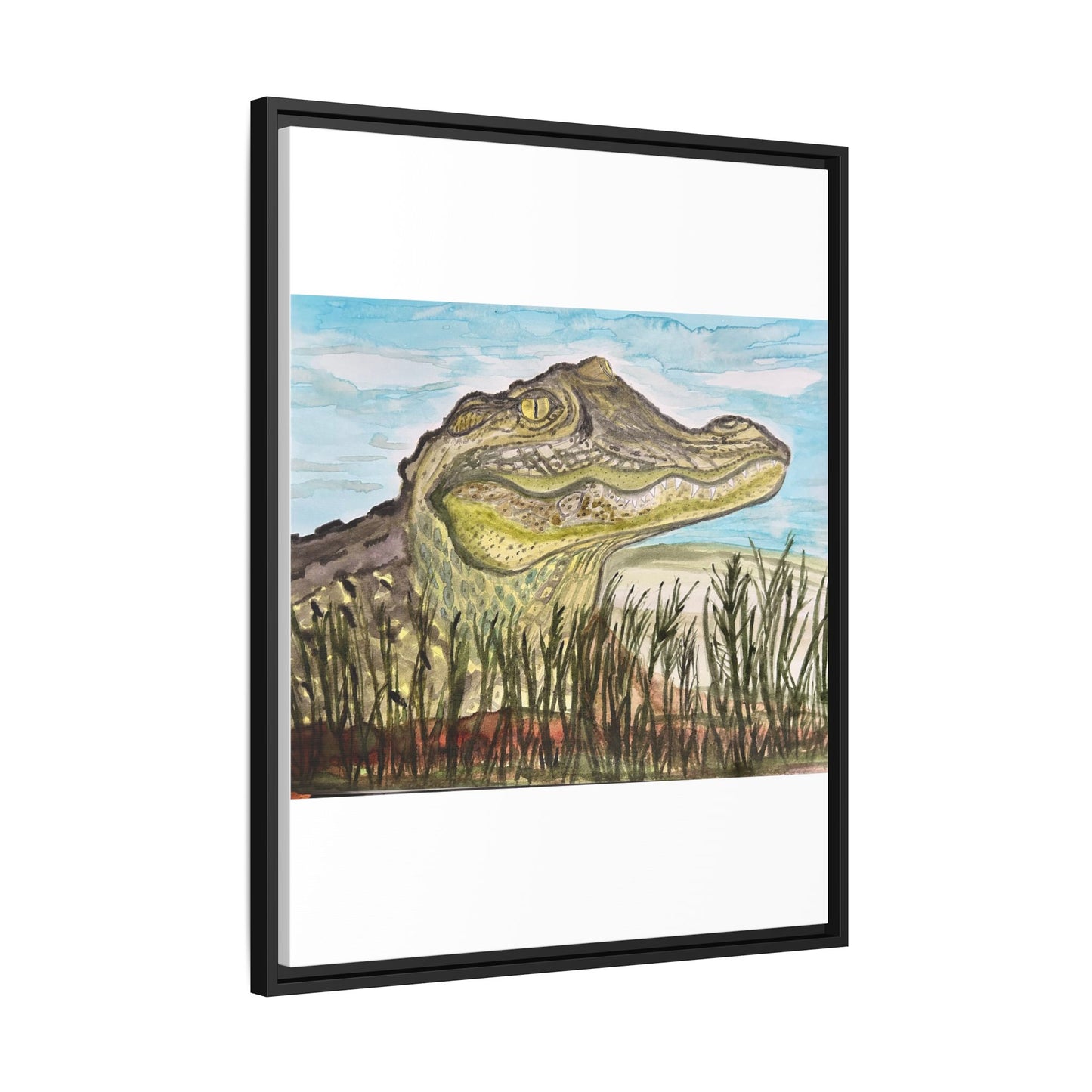 Texas Gator "Big Padre" Alligator Wall Art — Framed Matte Canvas Print