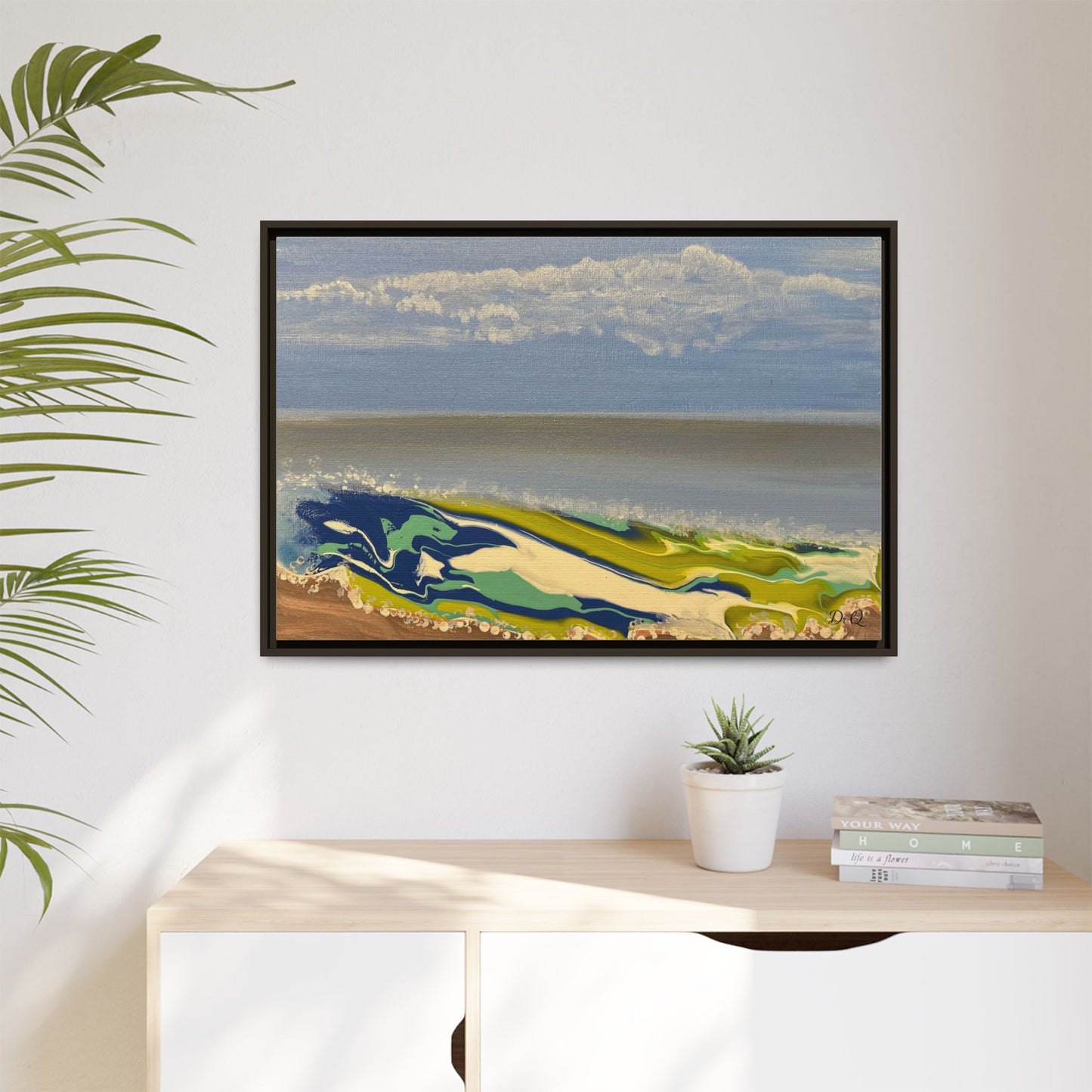 Sea Wash Matte Canvas, Framed (Multi-color)