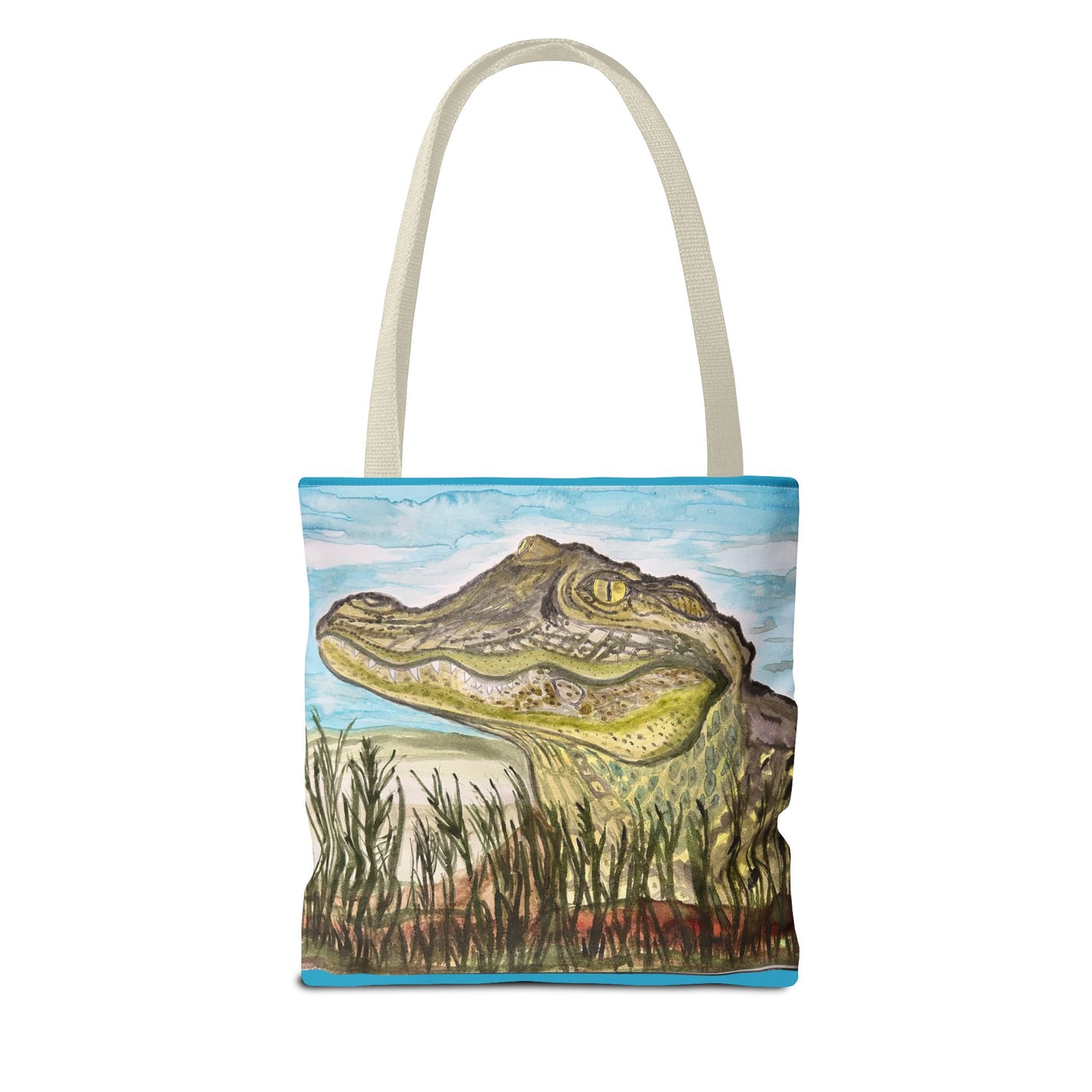 Texas Gator "Big Padre" Alligator Marsh Tote Bag — Wildlife Art Canvas Beach & Market Tote