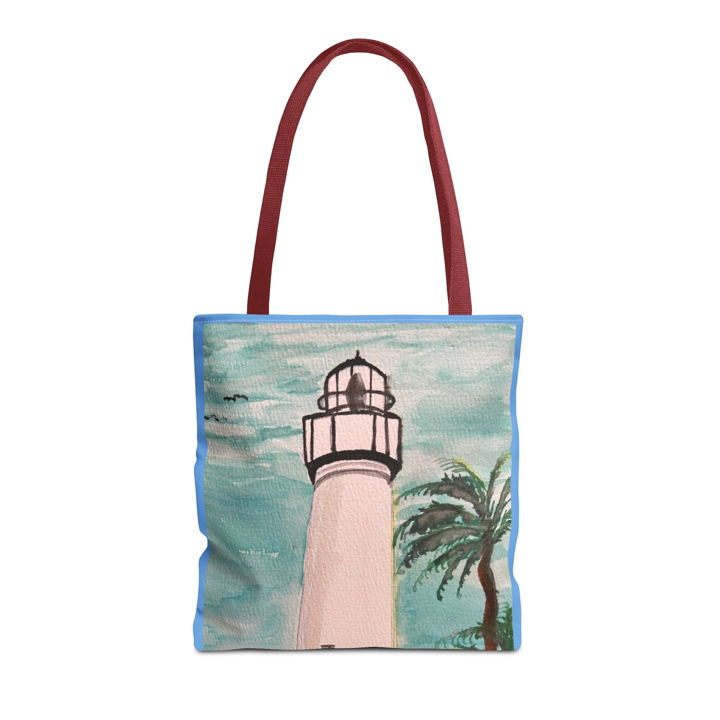 Coastal Lighthouse Tote Bag — Beachy Palm Print All-Over-Print Tote
