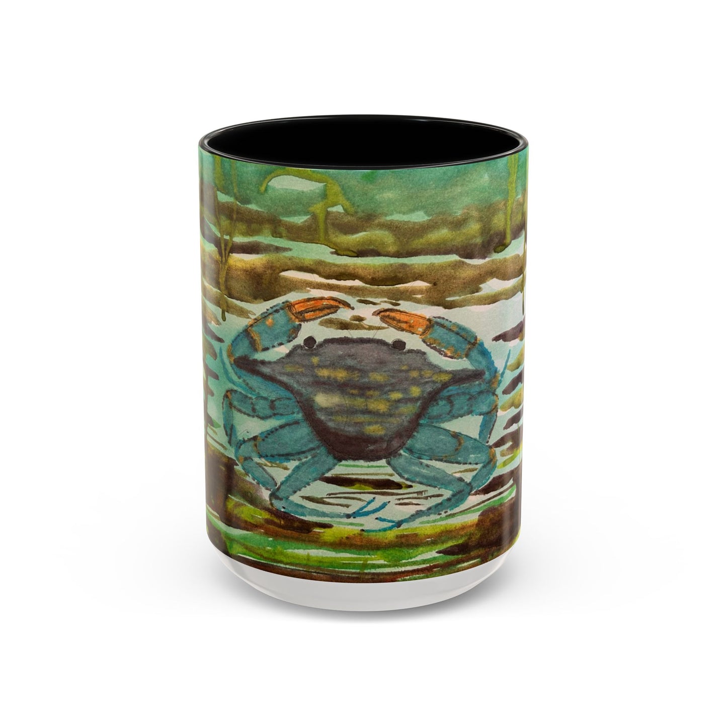 Blue Crab Under the Sea Accent Coffee Mug — Nautical Ocean Ceramic Mug (11/15oz)
