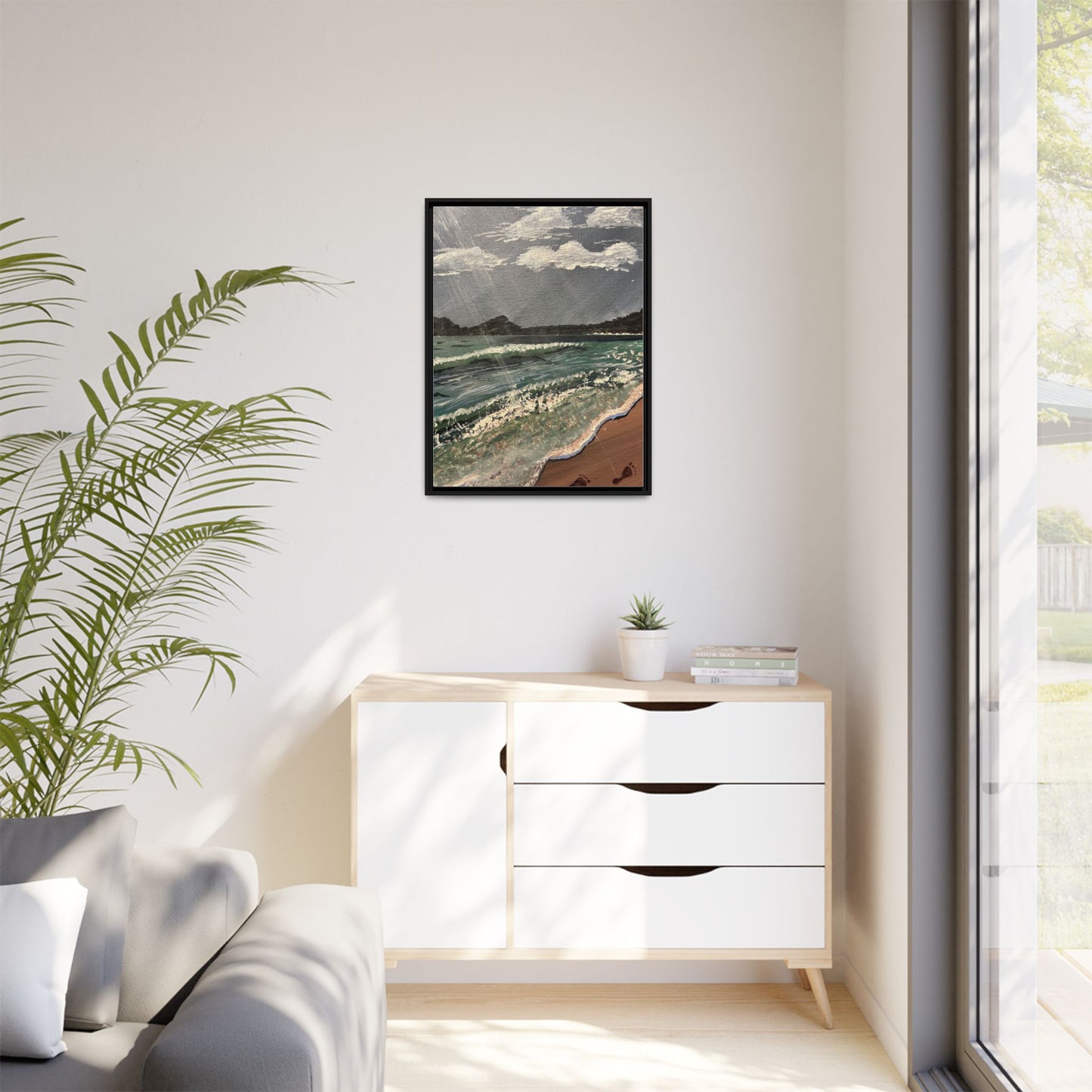 Walk on the Beach Matte Canvas, Black Frame