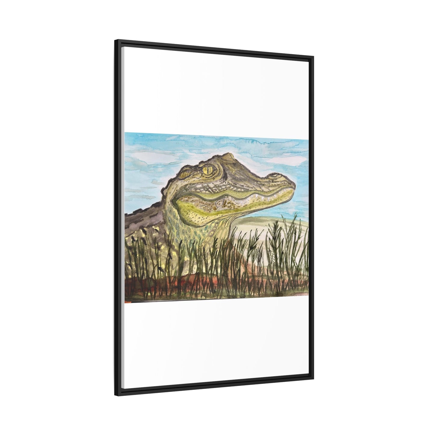 Texas Gator "Big Padre" Alligator Wall Art — Framed Matte Canvas Print