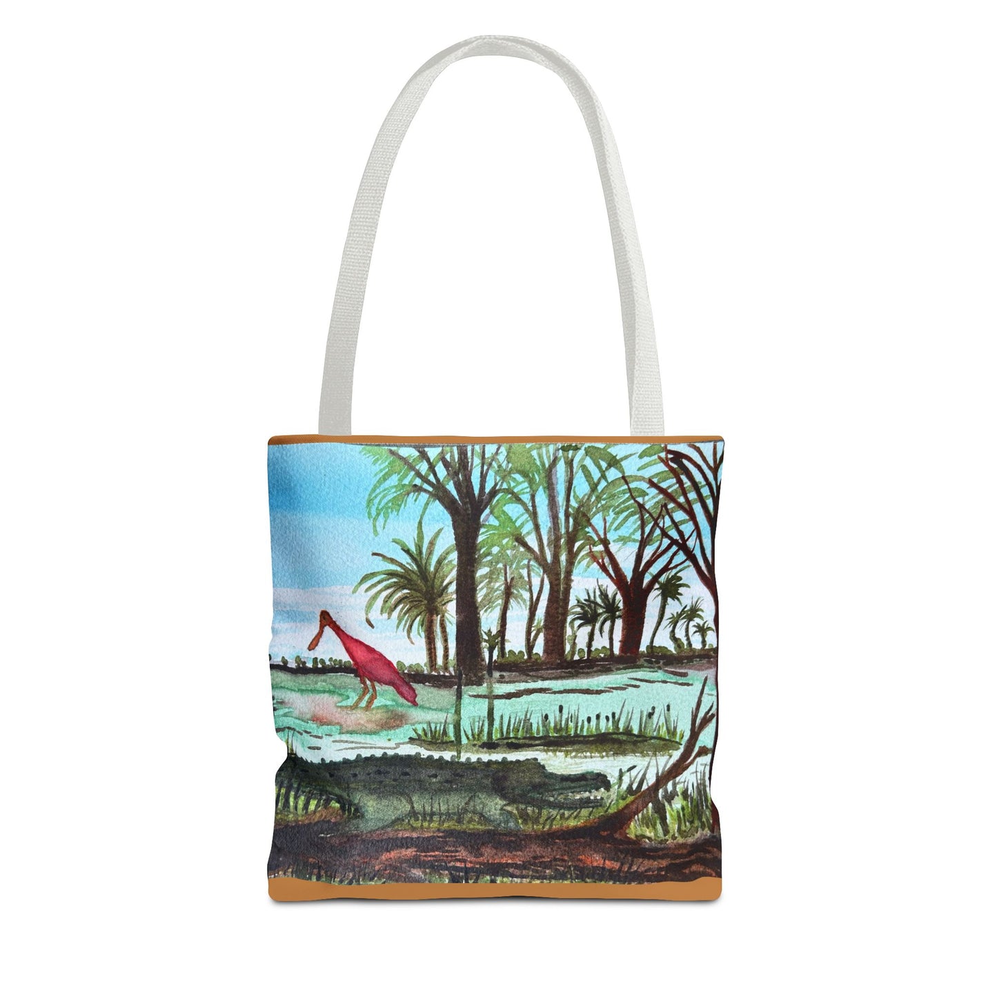Texas Gator & Roseate Spoonbill Tote Bag — Bold All-Over Print
