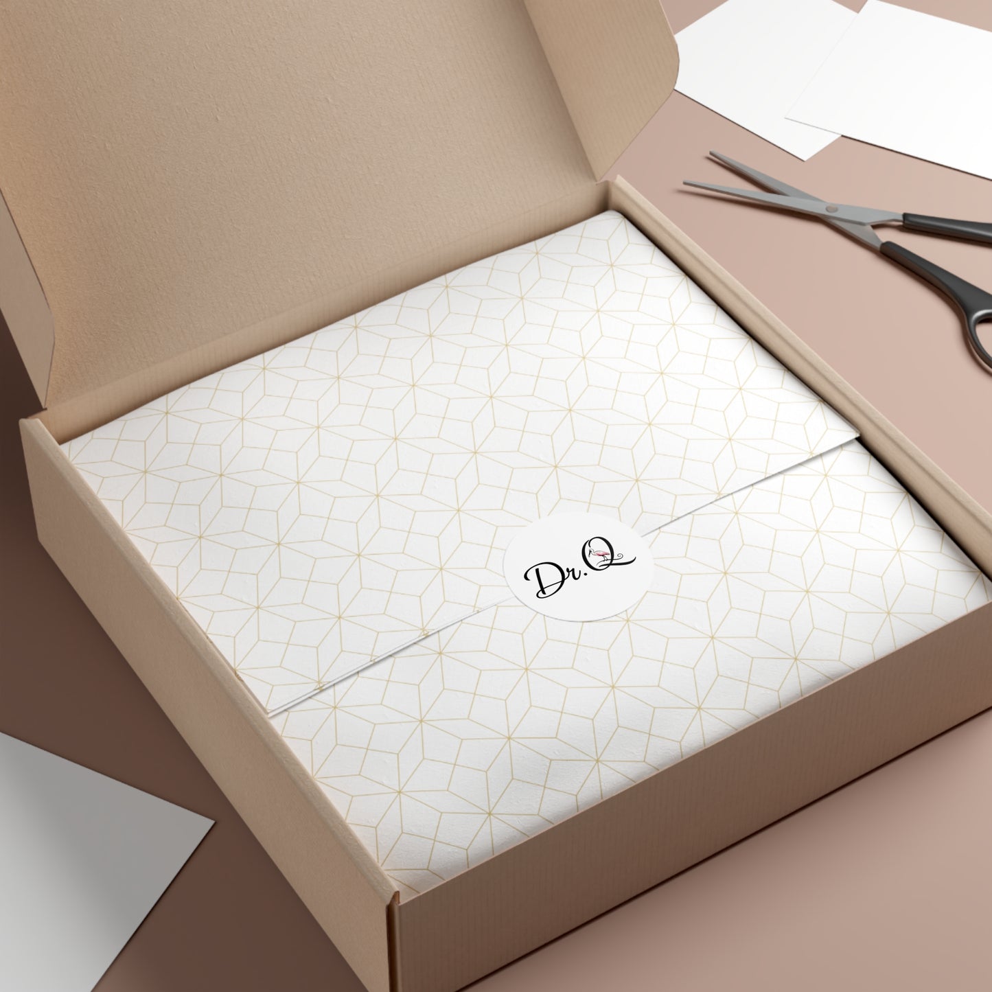 Dr. Q Round Vinyl Sticker — Elegant Script Logo with Pink Flamingo Accent