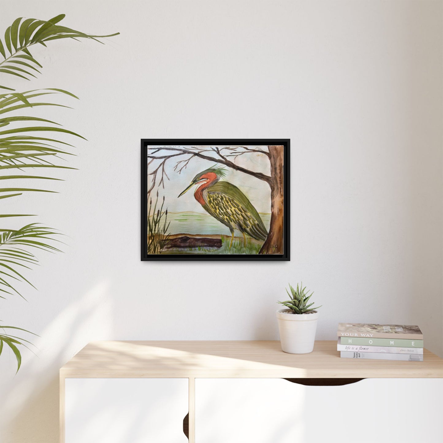 Green Heron Wetlands Print on Canvas