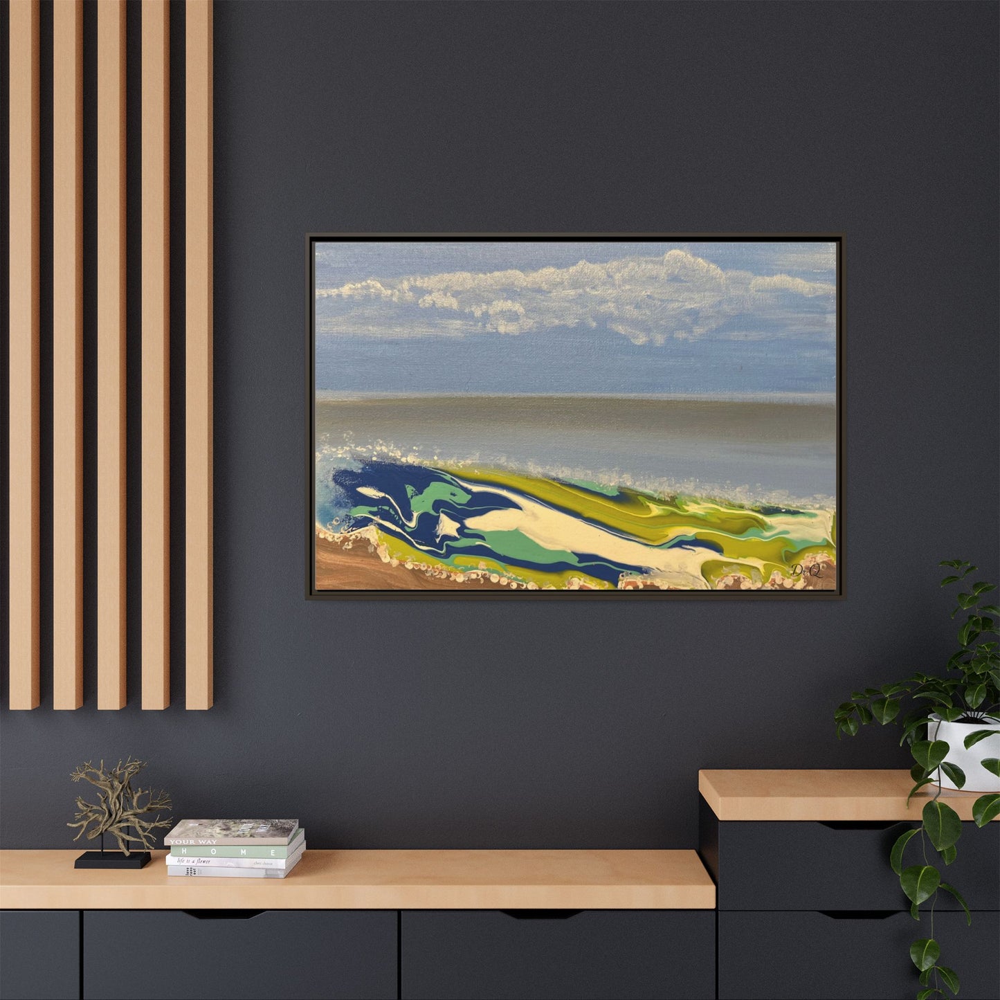 Sea Wash Matte Canvas, Framed (Multi-color)