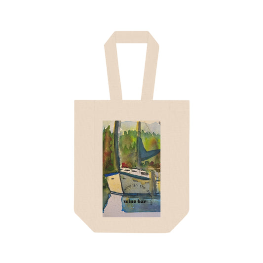 Wine Bar Double Bottle Tote — Nautical Wine Bag for Picnics & Gifts