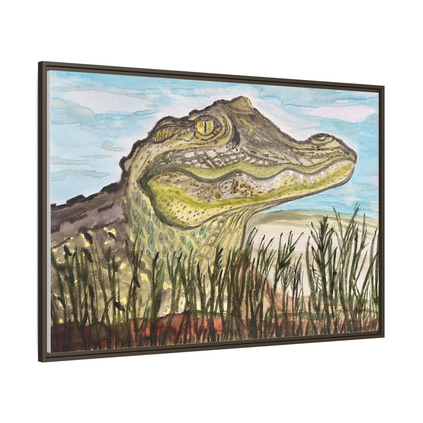 Texas Gator "Big Padre" Alligator Wall Art — Framed Matte Canvas Print