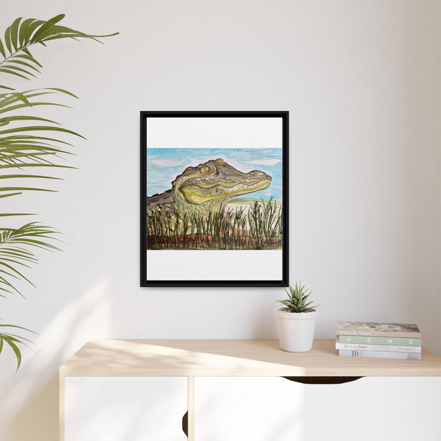 Texas Gator "Big Padre" Alligator Wall Art — Framed Matte Canvas Print