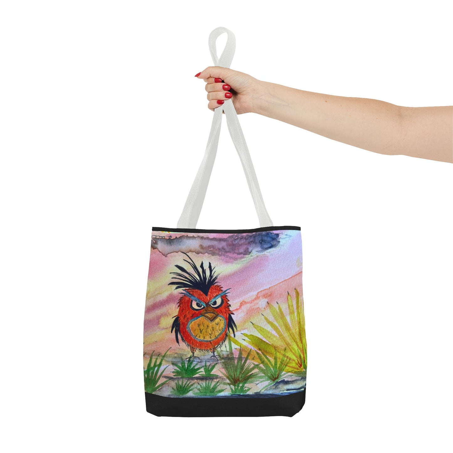 Funky Owl Art Tote Bag, Unique Tote for Shopping, Beach, Gift for Bird Lovers, Cute Eco-Friendly Carryall, Handmade Art Accessory