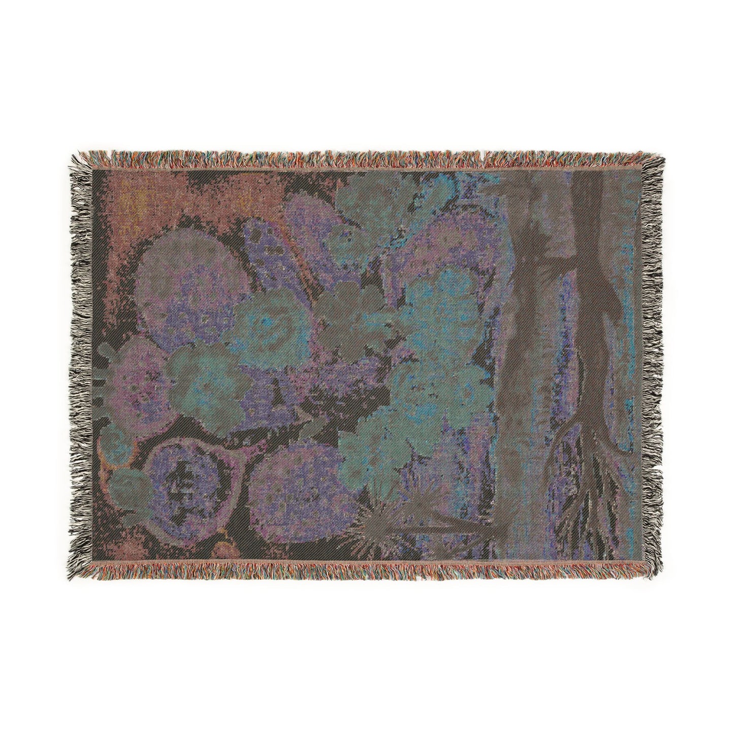 Prickly Pear Cactus Floral Watercolor Print by Dr. Q - Woven Blanket