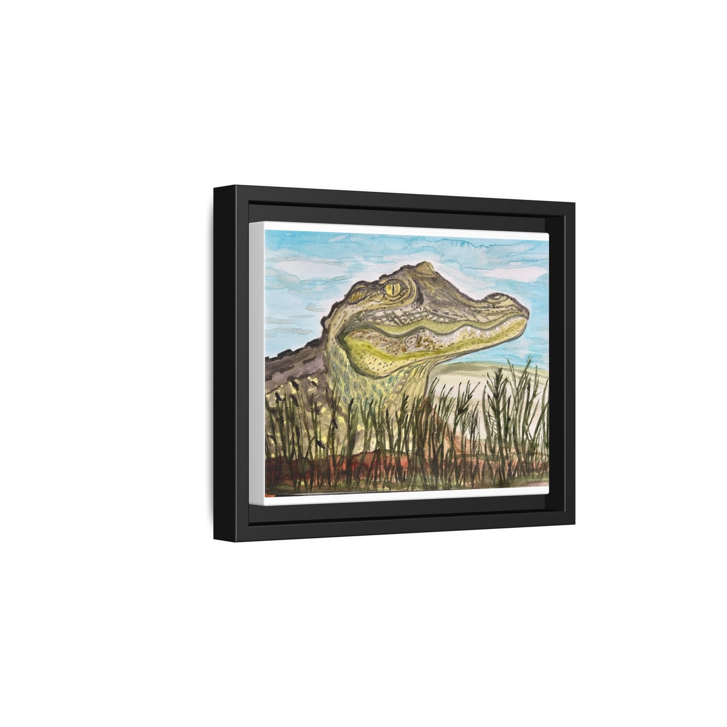 Texas Gator "Big Padre" Alligator Wall Art — Framed Matte Canvas Print
