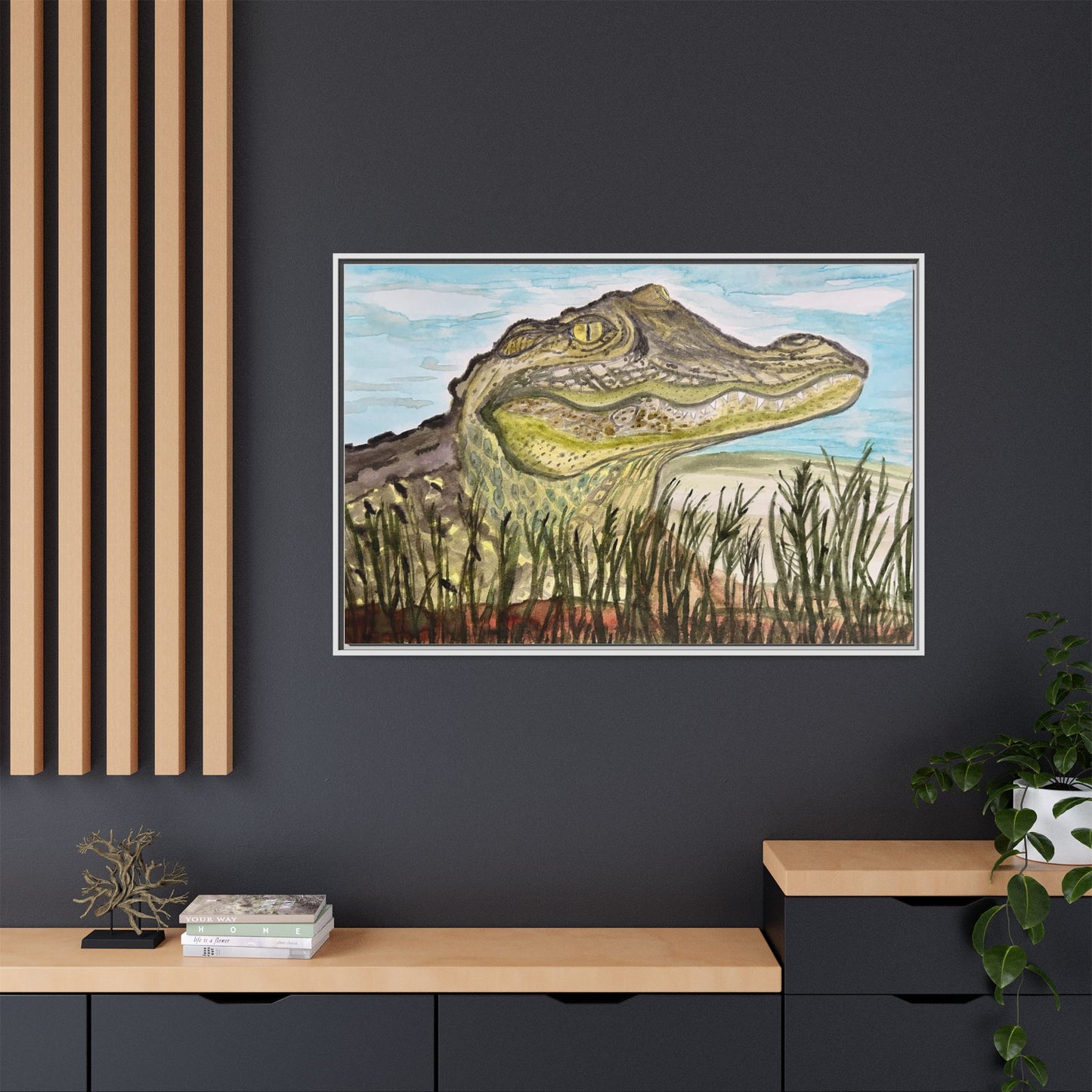 Texas Gator "Big Padre" Alligator Wall Art — Framed Matte Canvas Print