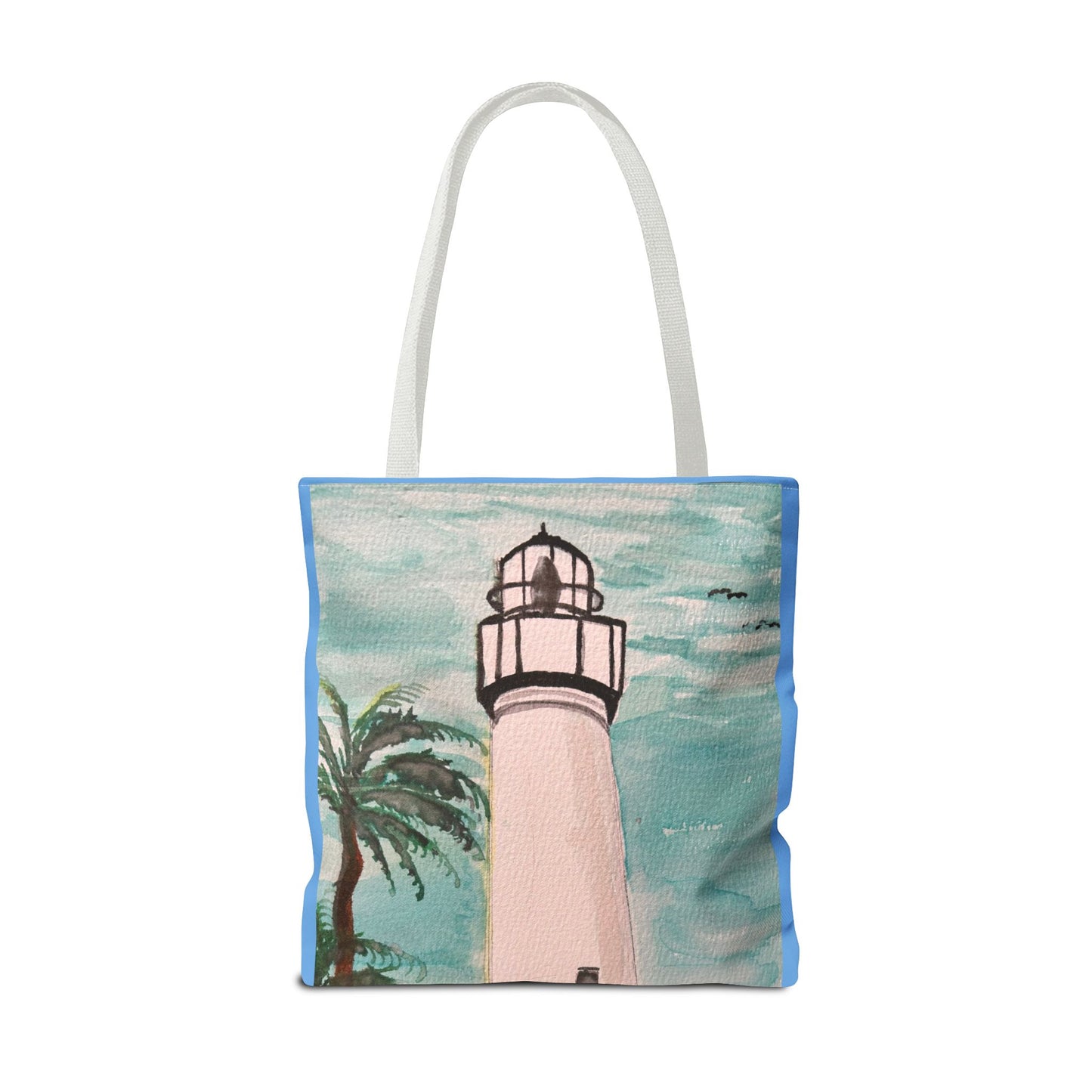 Coastal Lighthouse Tote Bag — Beachy Palm Print All-Over-Print Tote