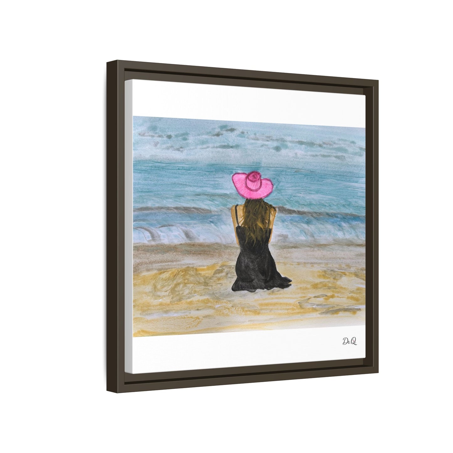"For Shore" Beachside Lady Pink Floppy Hat - Seascape Wall Art