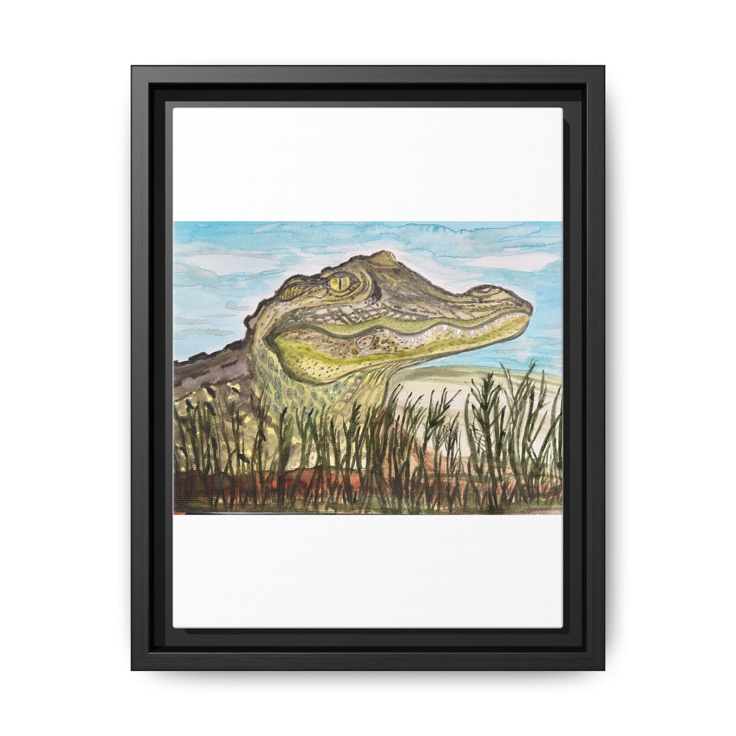 Texas Gator "Big Padre" Alligator Wall Art — Framed Matte Canvas Print