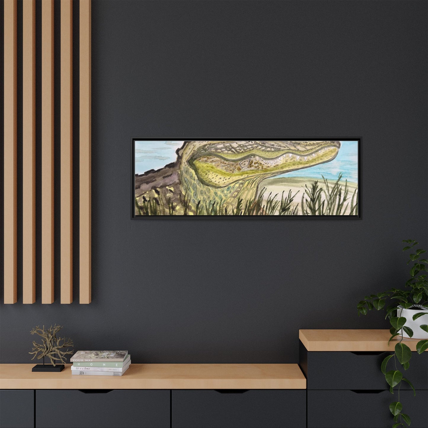 Texas Gator "Big Padre" Alligator Wall Art — Framed Matte Canvas Print