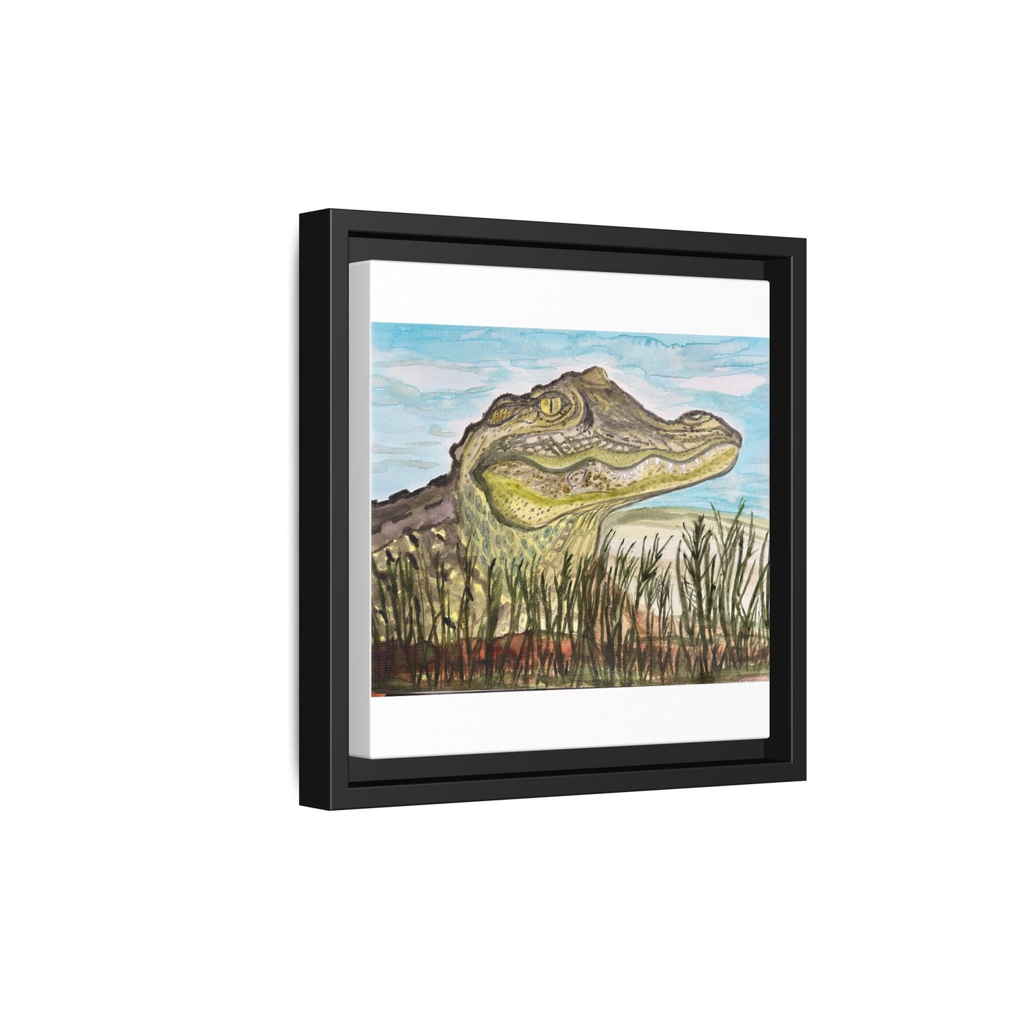 Texas Gator "Big Padre" Alligator Wall Art — Framed Matte Canvas Print