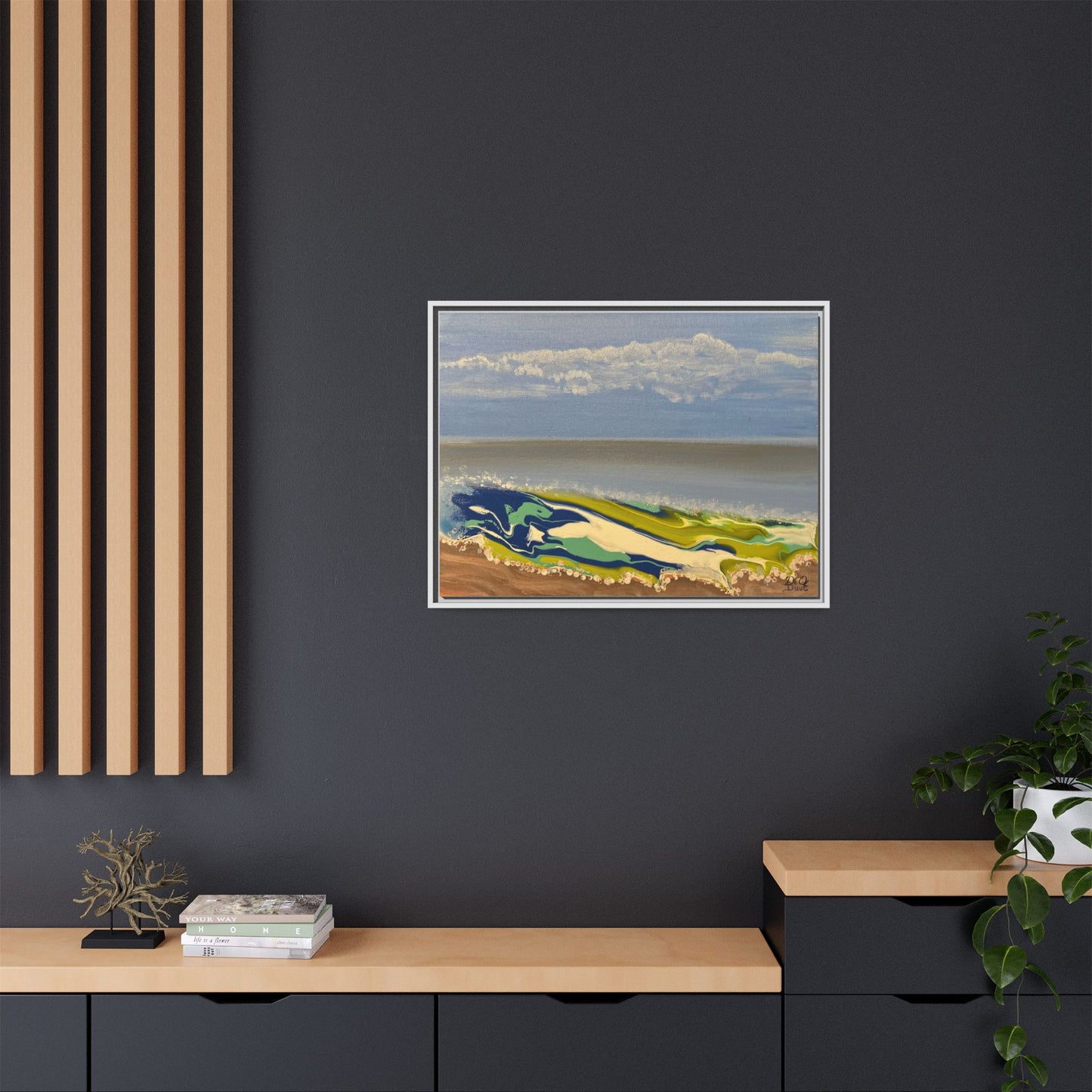 Sea Wash Matte Canvas, Framed (Multi-color)