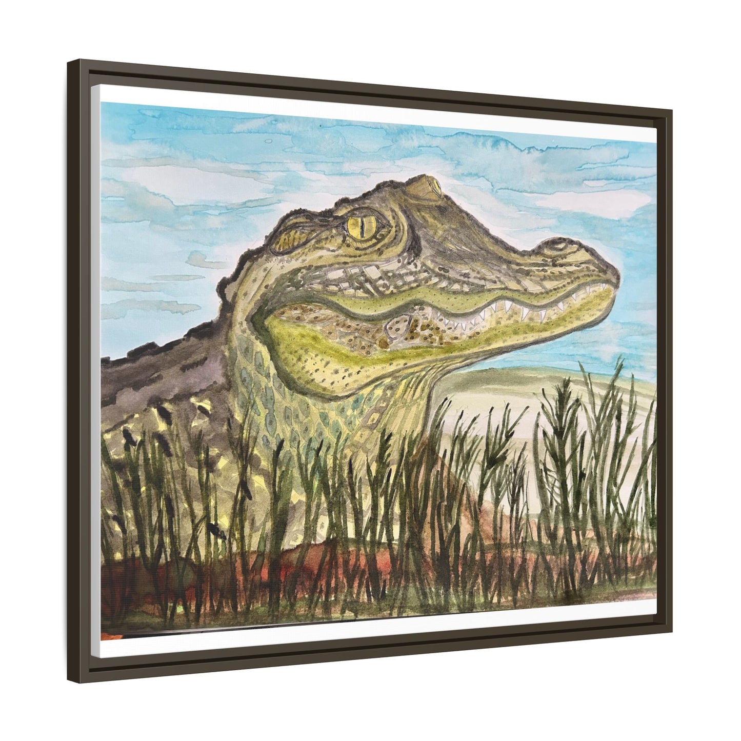 Texas Gator "Big Padre" Alligator Wall Art — Framed Matte Canvas Print