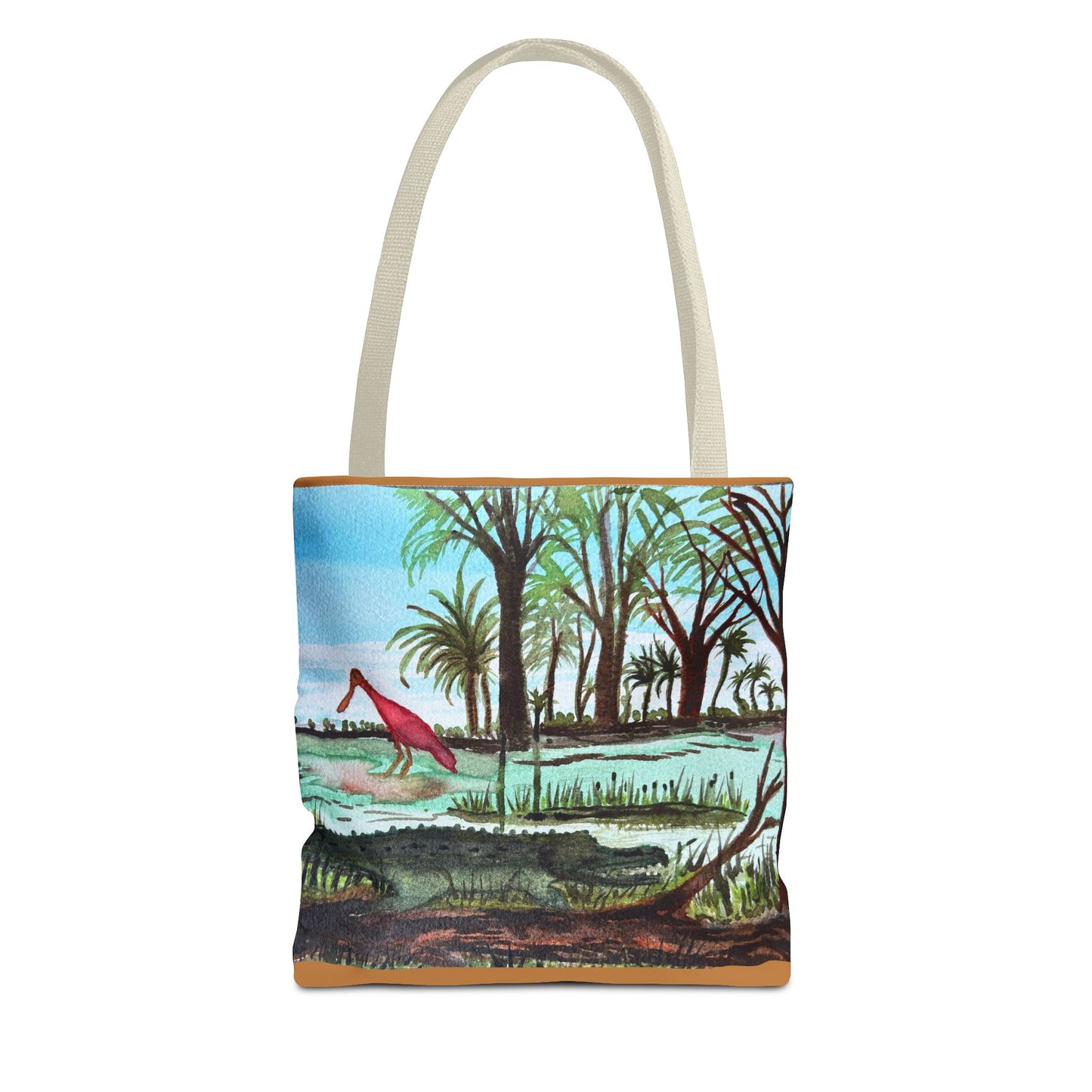 Texas Gator & Roseate Spoonbill Tote Bag — Bold All-Over Print