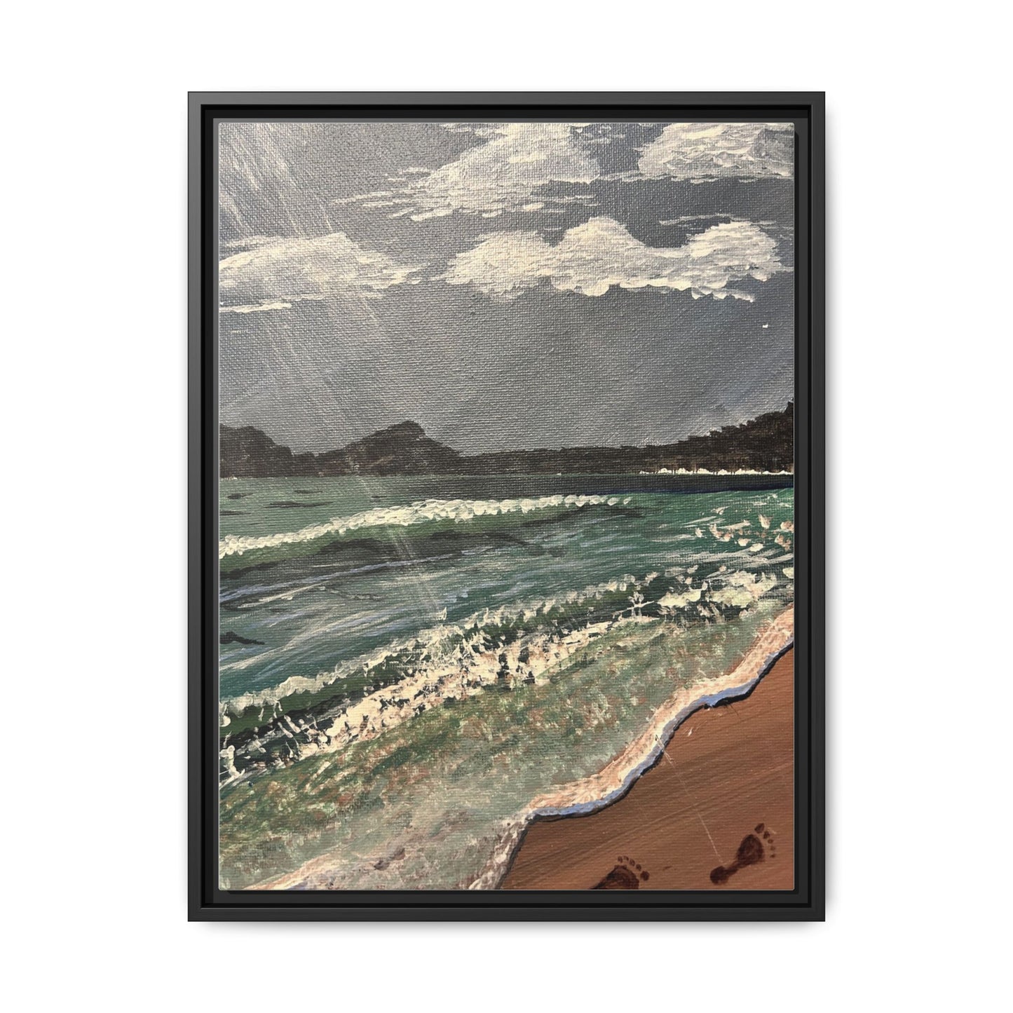 Walk on the Beach Matte Canvas, Black Frame