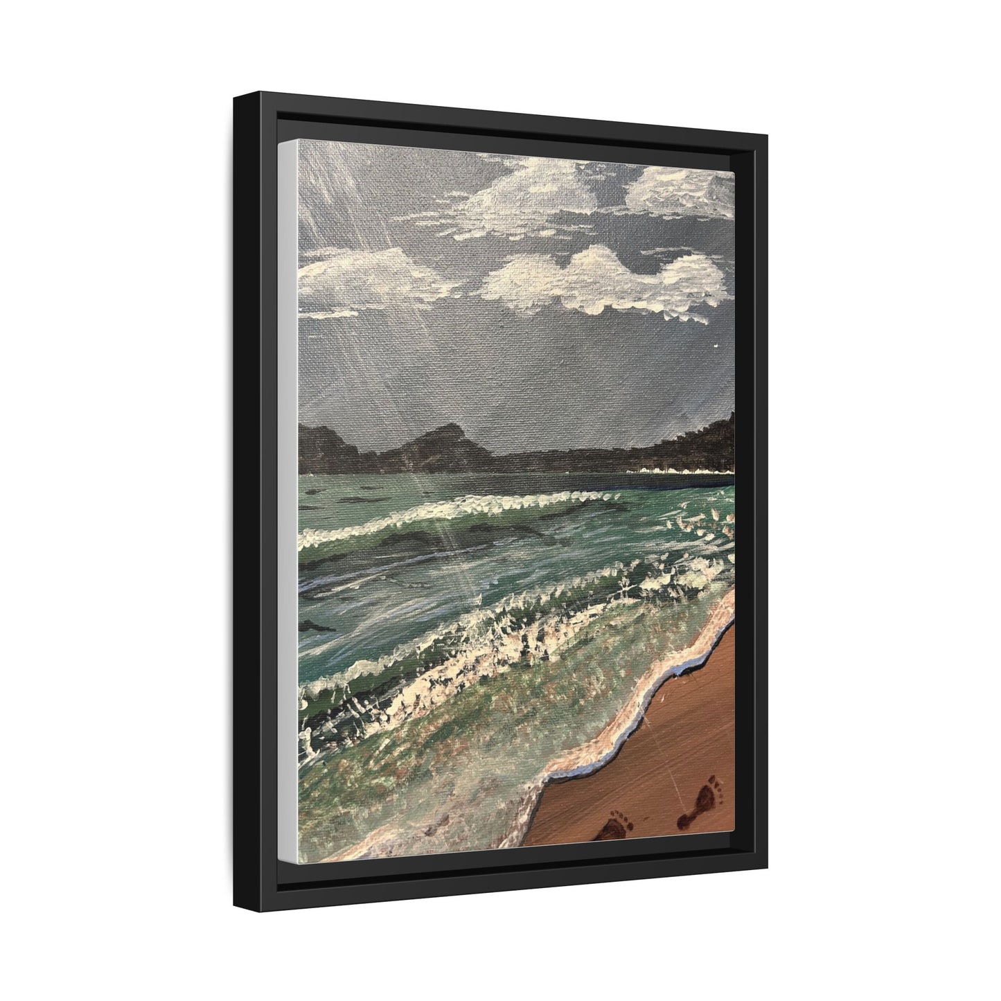 Walk on the Beach Matte Canvas, Black Frame