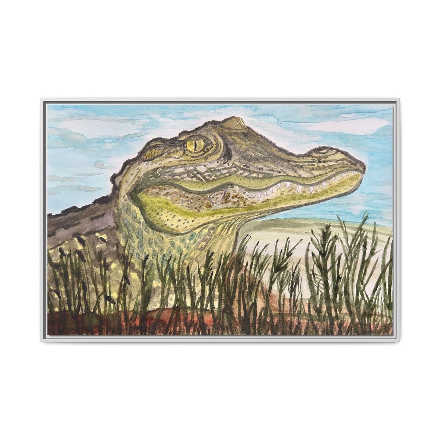 Texas Gator "Big Padre" Alligator Wall Art — Framed Matte Canvas Print