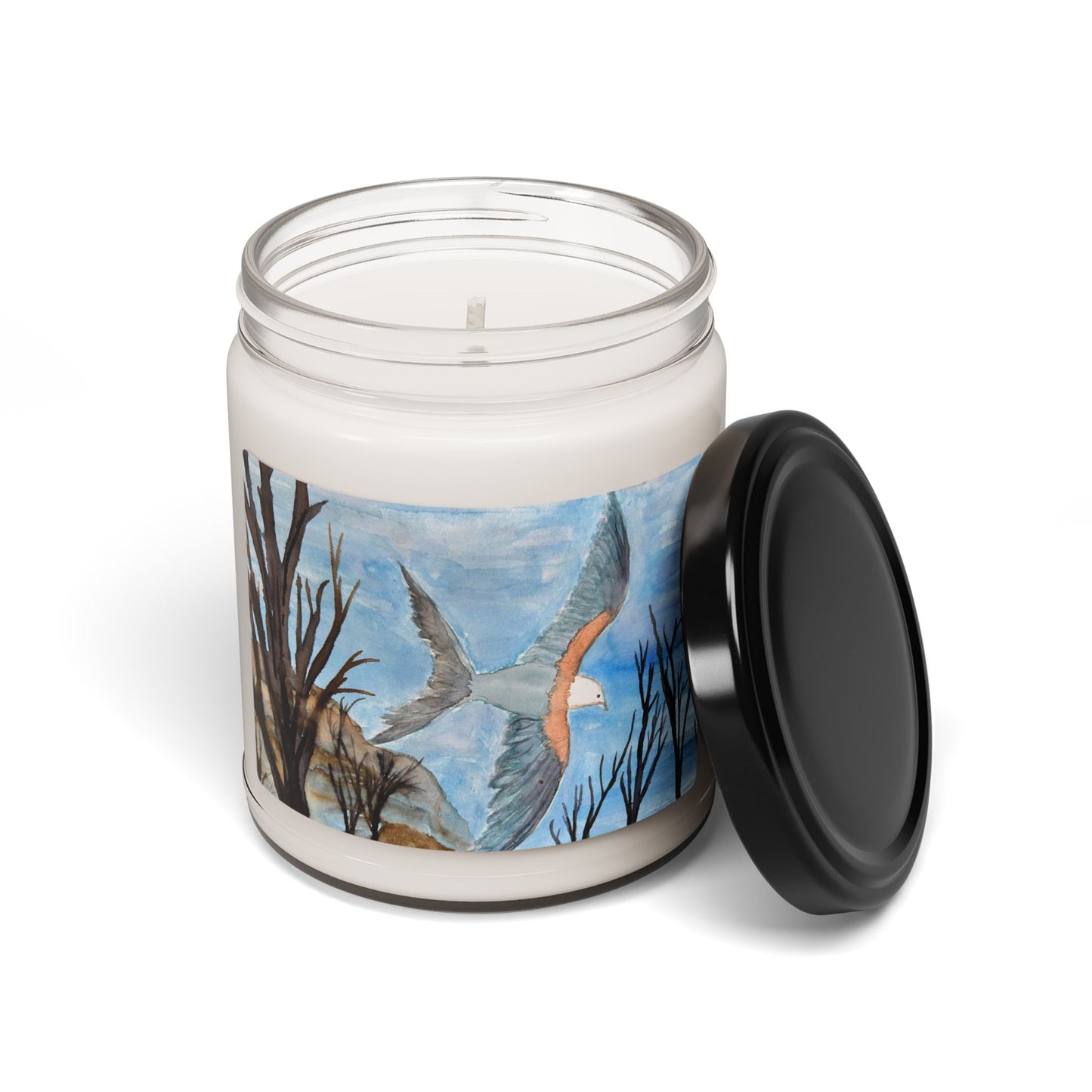 Soothing Evening Flight Soy Candle — 9oz Hand-Poured Scented Jar (Birds & Sky Design)