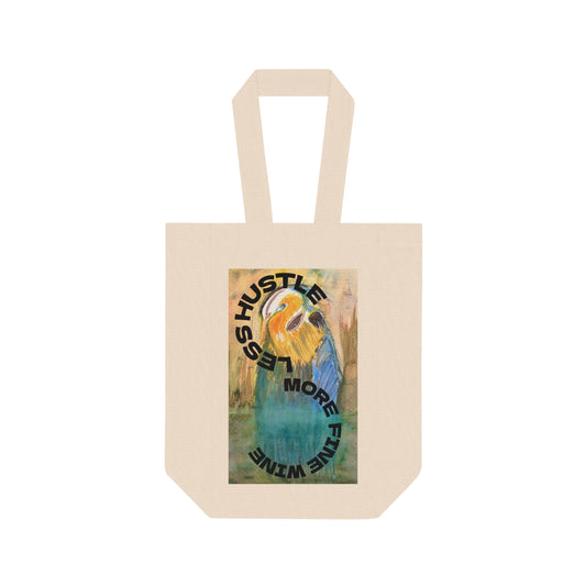 Double Wine Tote Bag with Colorful Parrot Artwork — Reusable Bottle Carrier for Picnics & Gifts