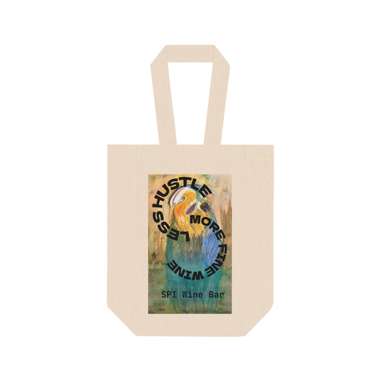 Double Wine Tote Bag with Colorful Parrot Artwork — Reusable Bottle Carrier for Picnics & Gifts