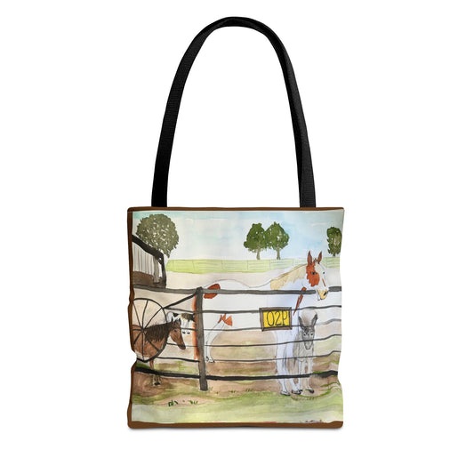 "Out 2 Pasture" Rescue Animal Ranch Tote Bag & Stable Scene Design