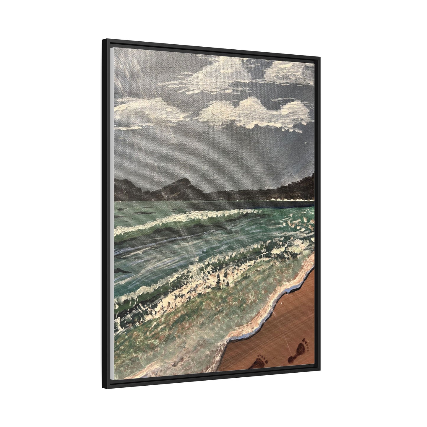 Walk on the Beach Matte Canvas, Black Frame