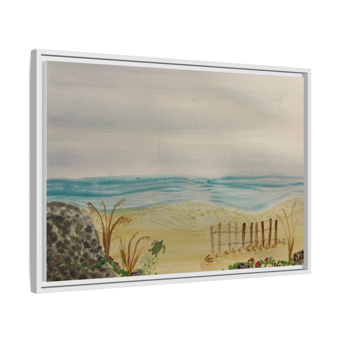 Coastal Beach Scene Matte Canvas Print (Framed)
