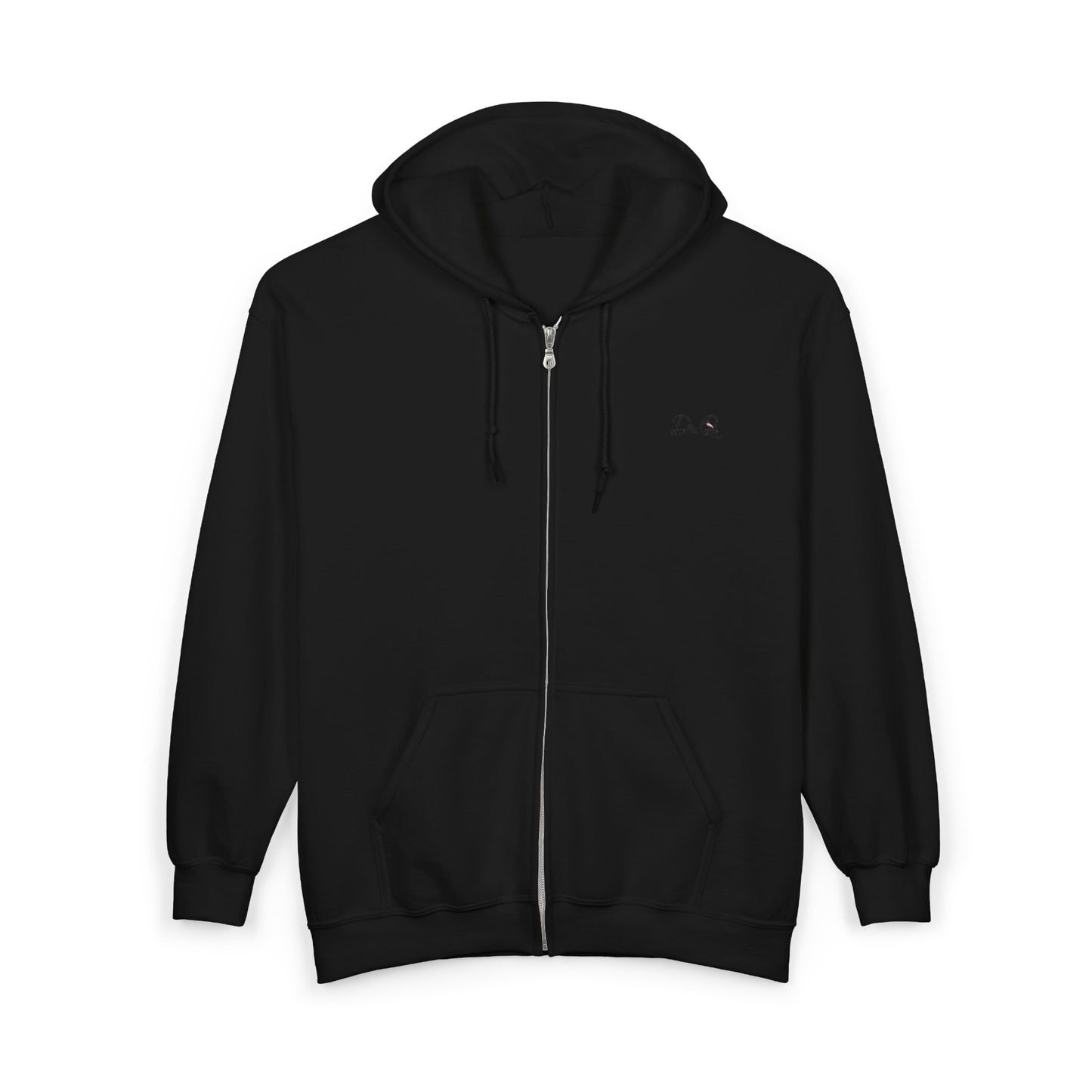 Dr. Q's Full-Zip Hoodie — Woman in Pink Hat Beach Art Zip-Up Sweatshirt