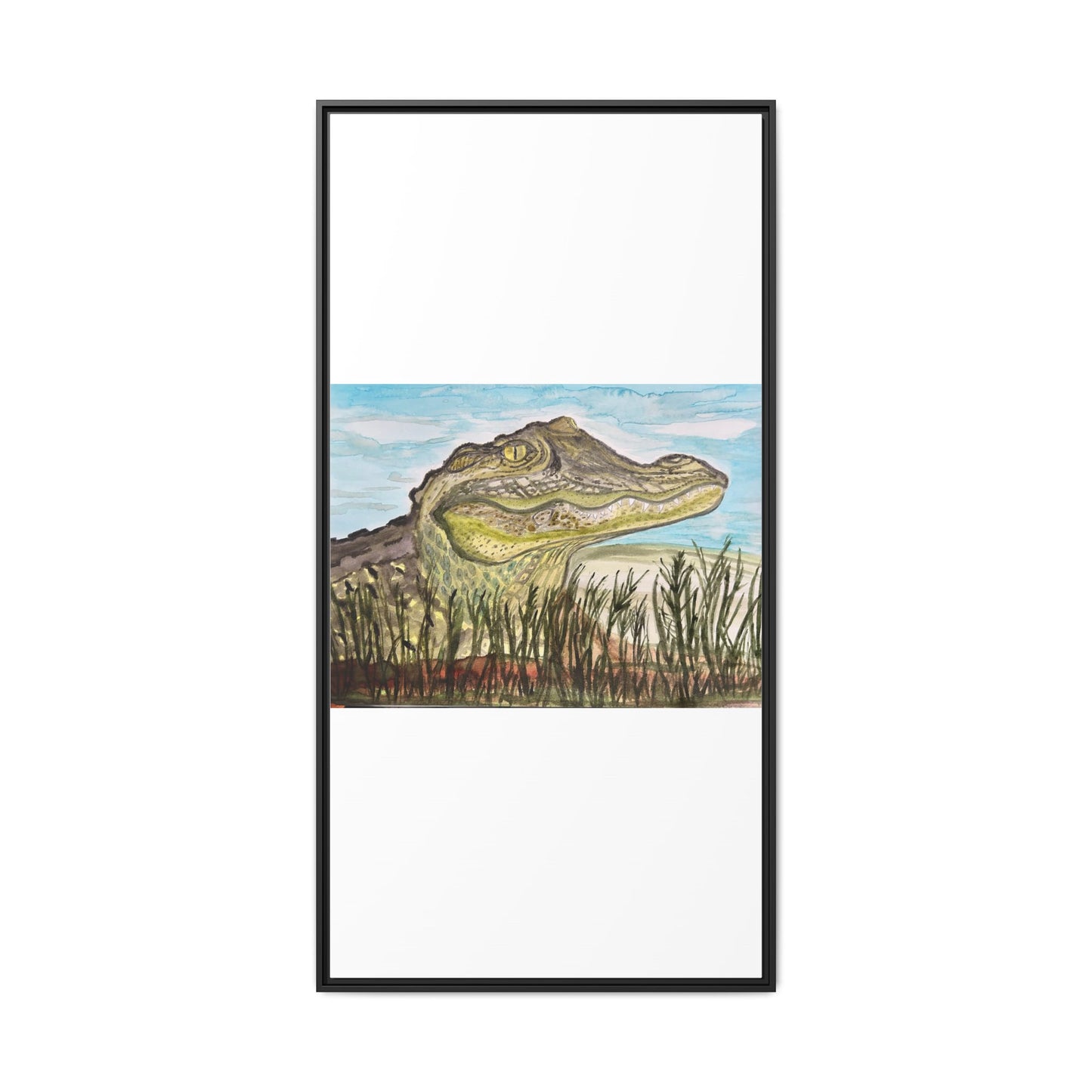 Texas Gator "Big Padre" Alligator Wall Art — Framed Matte Canvas Print