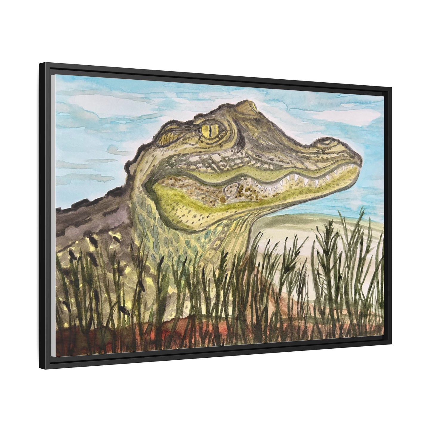 Texas Gator "Big Padre" Alligator Wall Art — Framed Matte Canvas Print