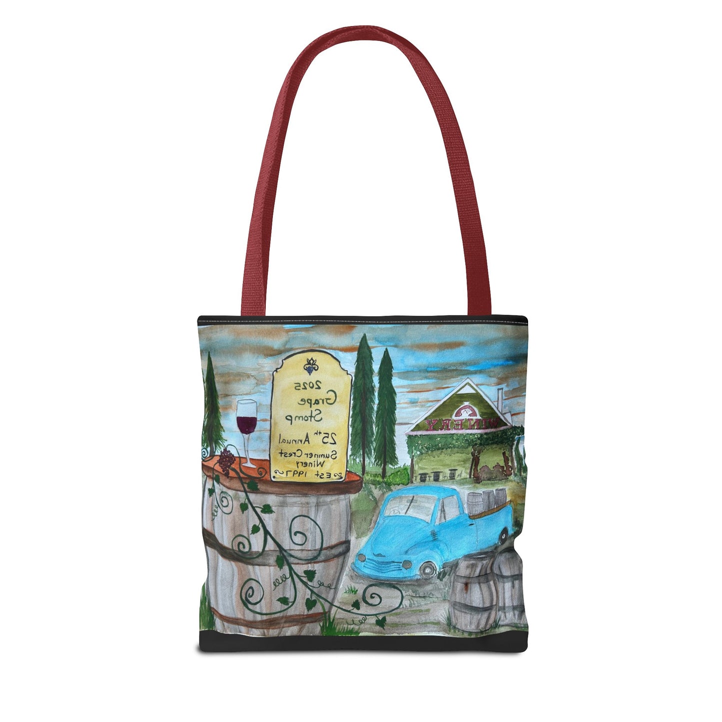 Sumner Crest Winery 25th Annual Grape Stomp is Charming Vineyard Tote Bag, Wine Lover Gift, Travel Bag, Grocery Tote, Eco-Friendly Shopping, Artisan Artwork