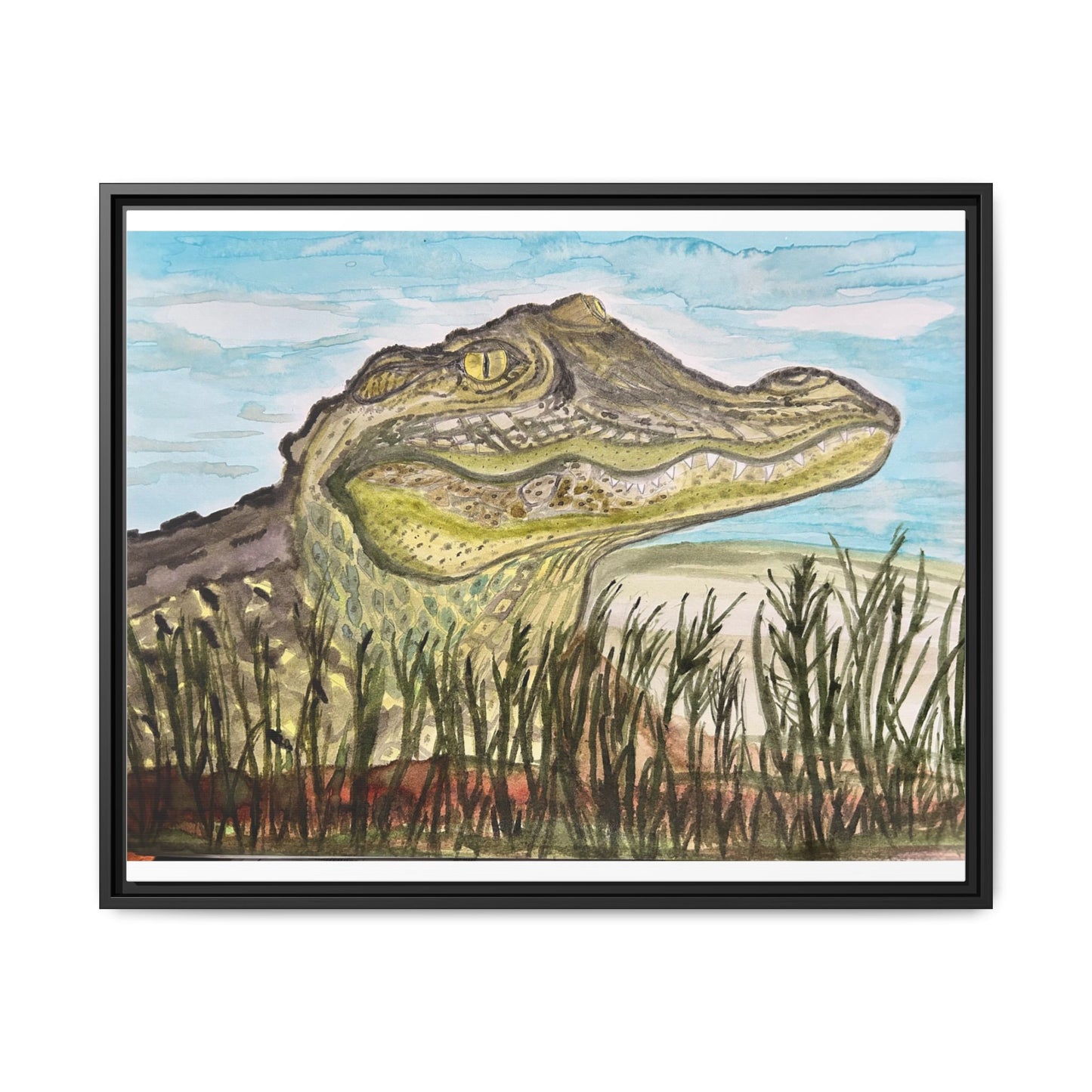 Texas Gator "Big Padre" Alligator Wall Art — Framed Matte Canvas Print