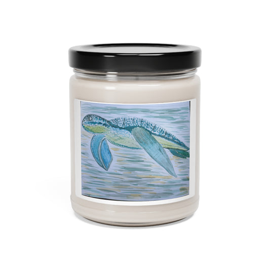 Sea Turtle Watercolor Scented Soy Candle, 9oz