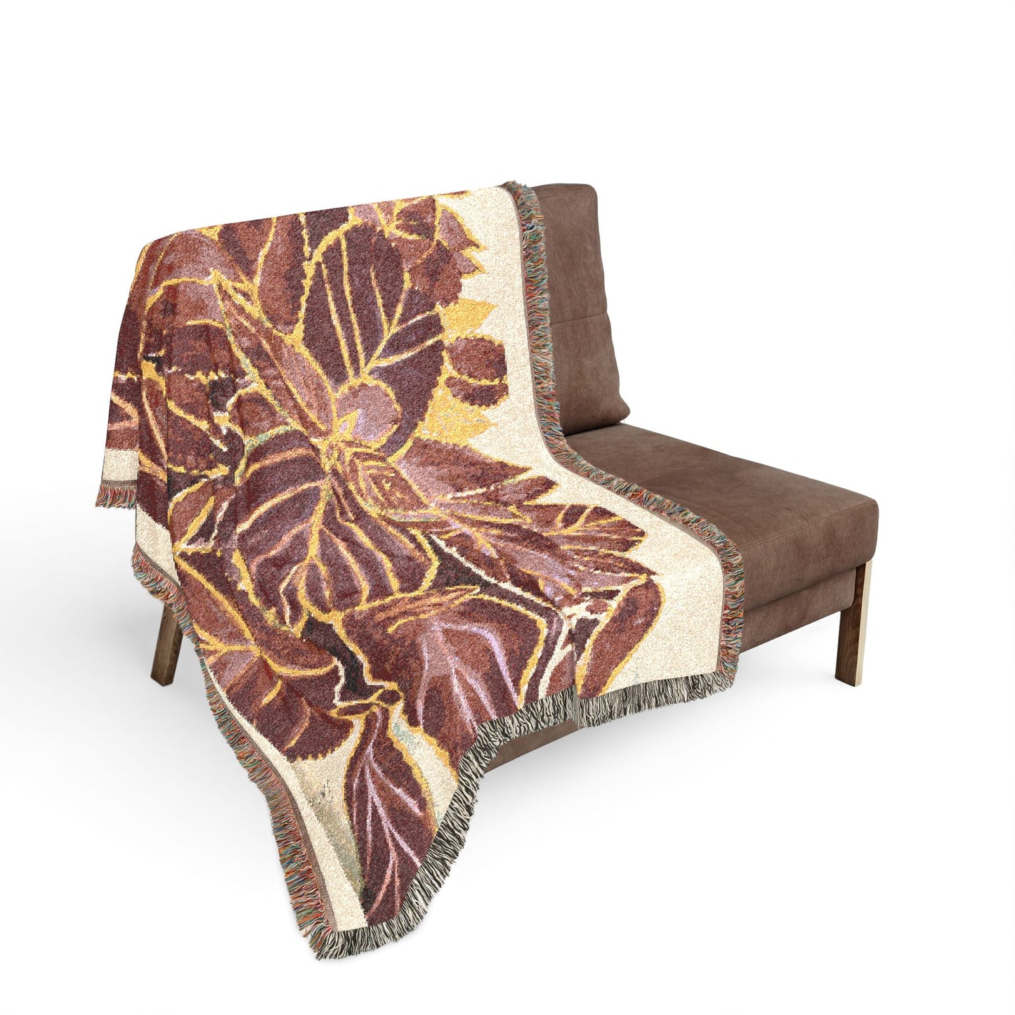 Coleus Botanical Leaves Woven Blanket — Autumn Palette Throw by Dr. Q
