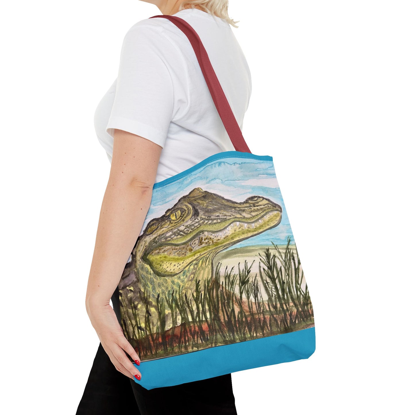 Texas Gator "Big Padre" Alligator Marsh Tote Bag — Wildlife Art Canvas Beach & Market Tote