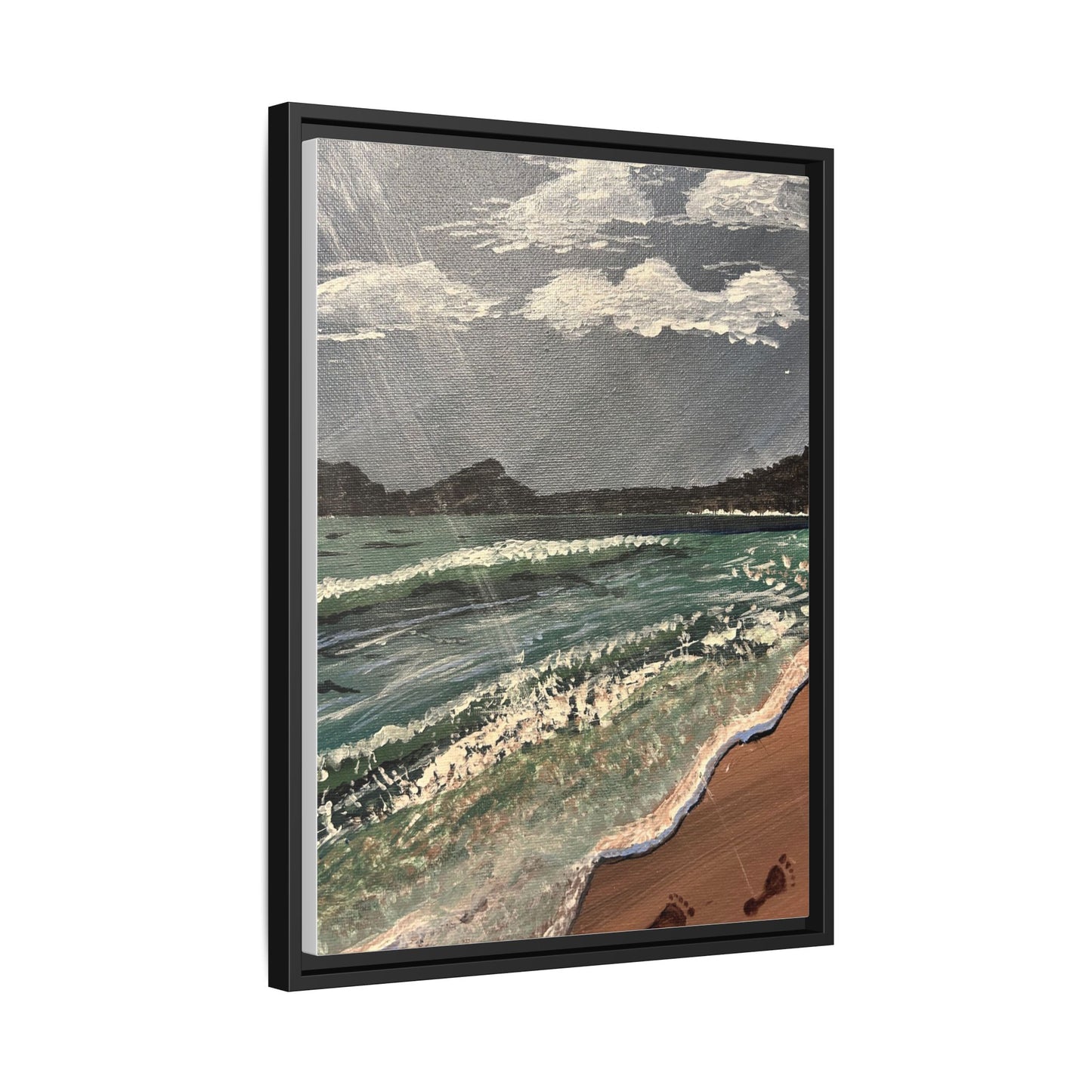 Walk on the Beach Matte Canvas, Black Frame