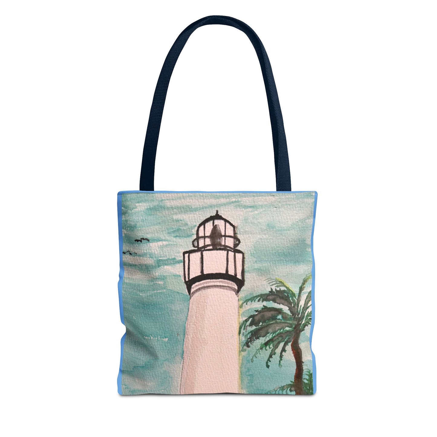 Coastal Lighthouse Tote Bag — Beachy Palm Print All-Over-Print Tote