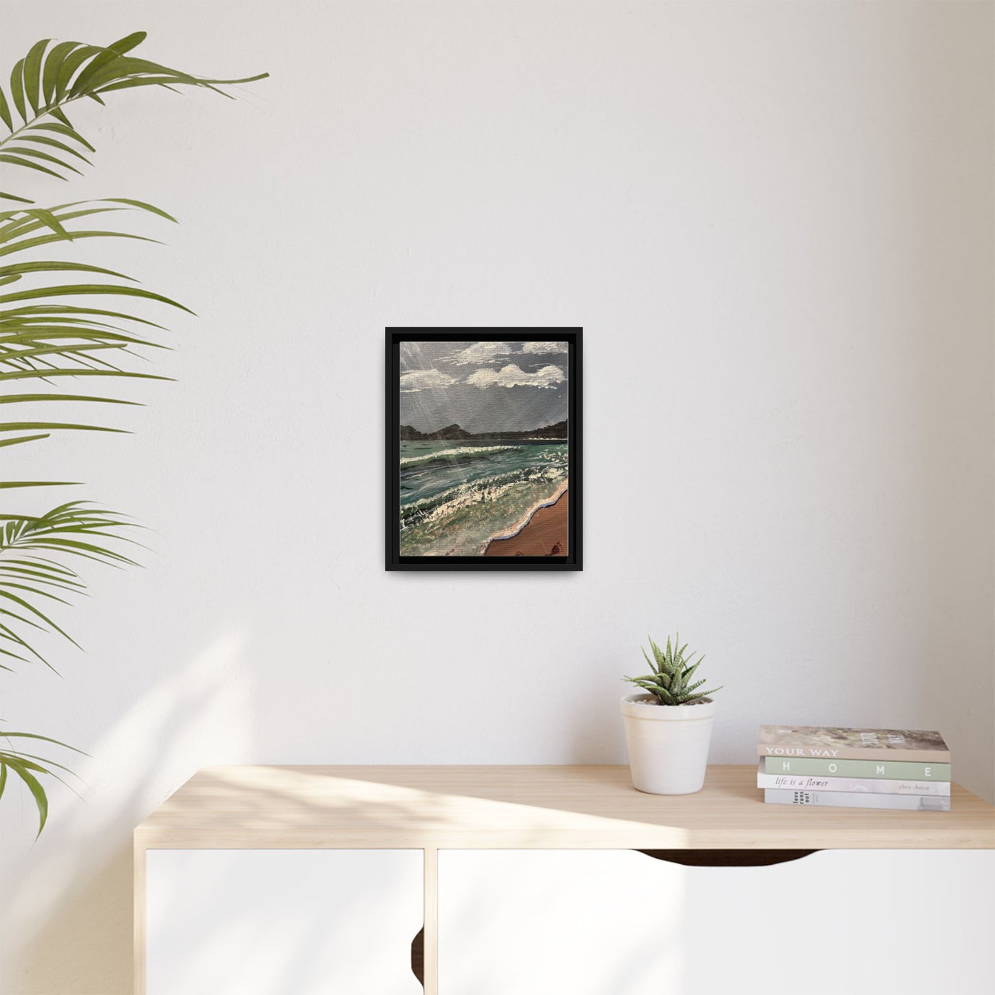 Walk on the Beach Matte Canvas, Black Frame