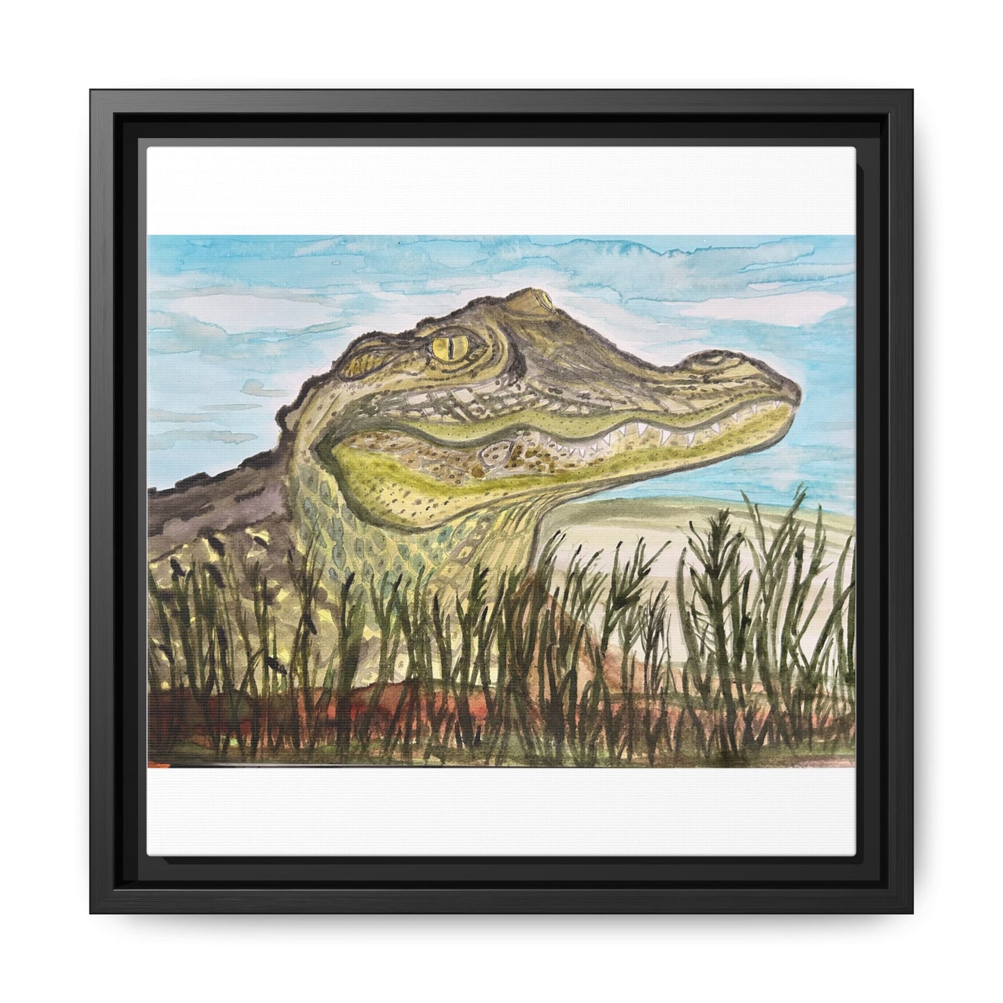 Texas Gator "Big Padre" Alligator Wall Art — Framed Matte Canvas Print