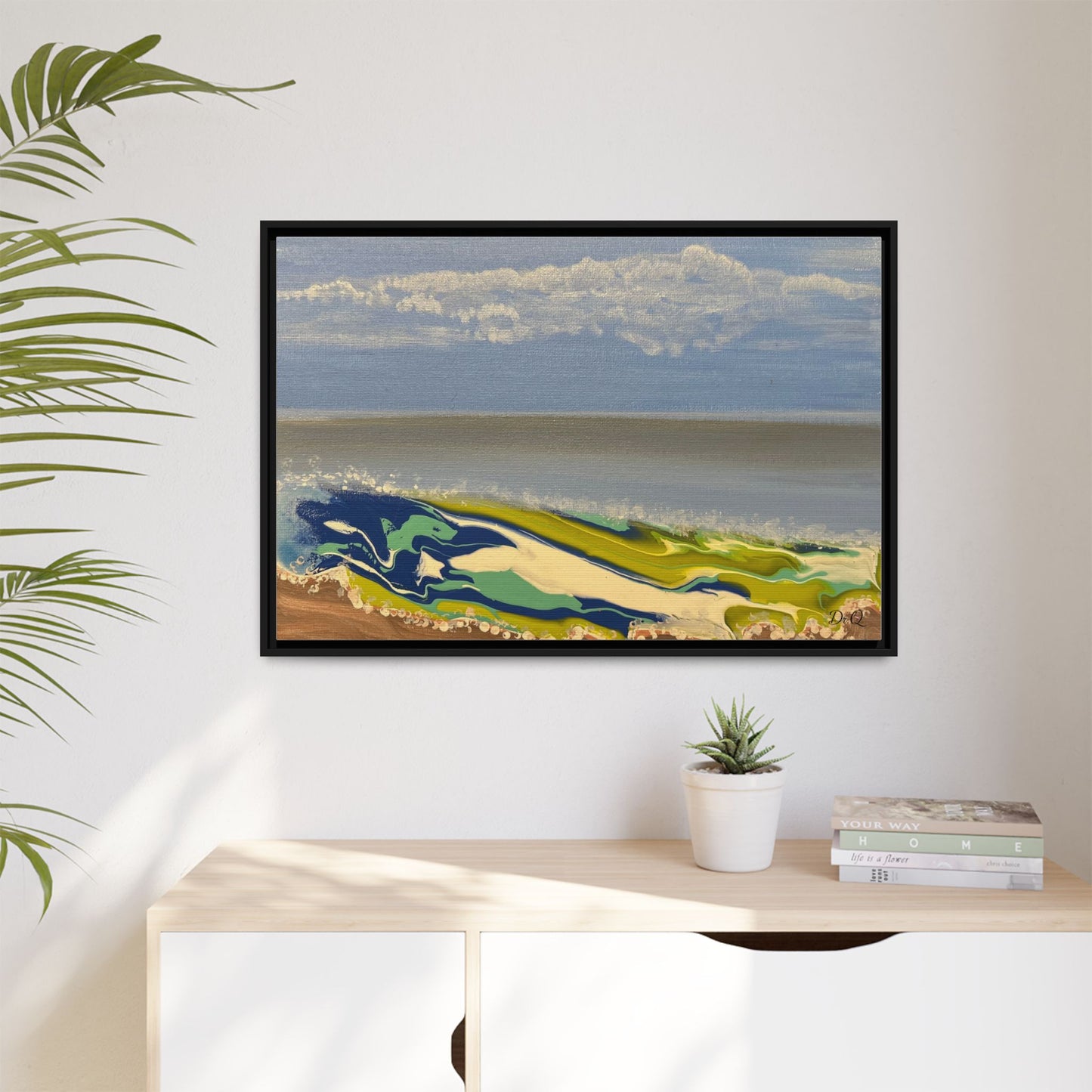 Sea Wash Matte Canvas, Framed (Multi-color)